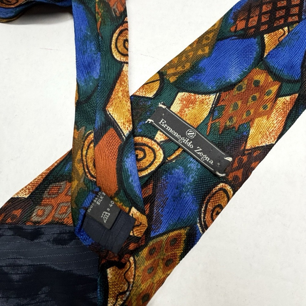 VTG 90s Retro Ermenegildo Zegna Tie Men's 100% Silk HipHop Made in Italy EUC